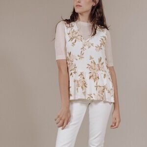 Ganni St. Pierre Crepe Top in Vanilla Ice Floral